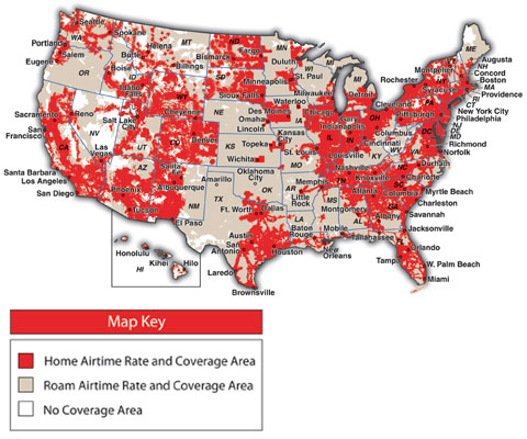 CDMA coverage map