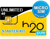 BuyH2O GSM Pure Unlimited Starter Kit for Apple iPhone 4 (Micro-SIM) on Long Distance Post Webstore